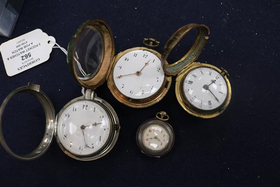 3 x pair cased pocket watches and a fob watch